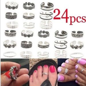 New 24pc toe/midi adjustable rings
